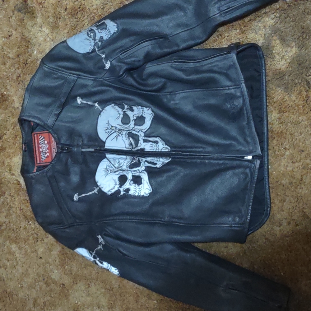 First Racing Skull Barbed wire leather jacket